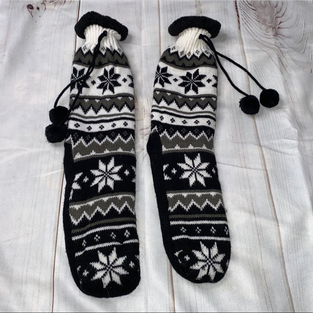 Esprit Black, White, Grey Snowflake Slipper Socks